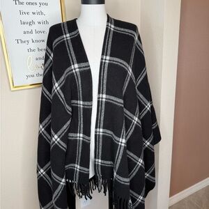 Anne Fontaine Black and White Plaid Cape